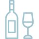 Icône représentant une bouteille de vin et un verre, utilisée sur le site du restaurant La Table de Trois à Bordeaux